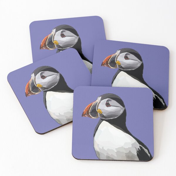 Item preview, Puffin by BeeFoxTree Very Peri Purple background designed and sold by BeeFoxTree.