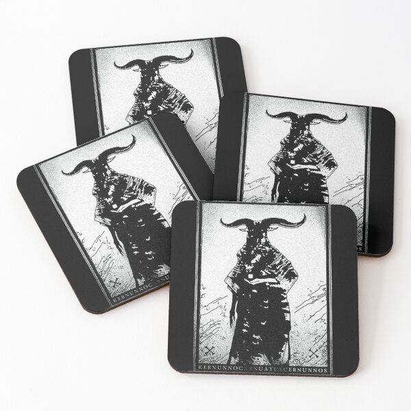 Aperçu de l'œuvre Dieu Cornu, Cernunnos, version blanc sur noir créée et vendue par SHOPOI76URE.