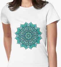 Blauer Mandala Tailliertes T-Shirt für Frauen