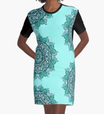 Blue mandala Graphic T-Shirt Dress