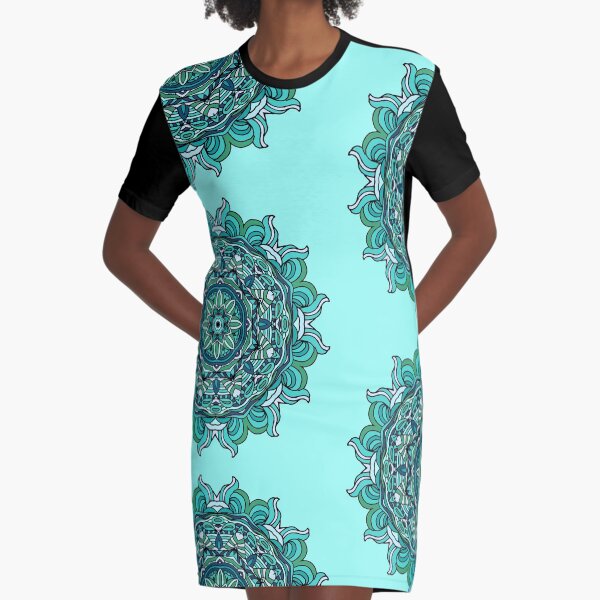 Blue mandala Graphic T-Shirt Dress