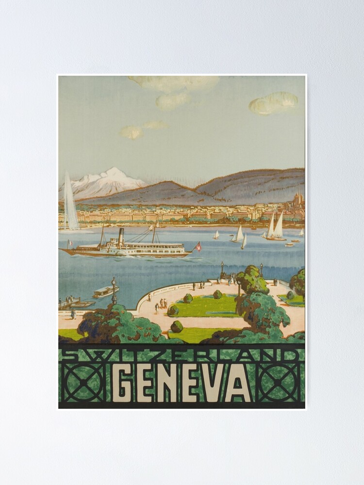 "Geneva Switzerland Vintage Travel Poster Geneva Switzerland Vintage