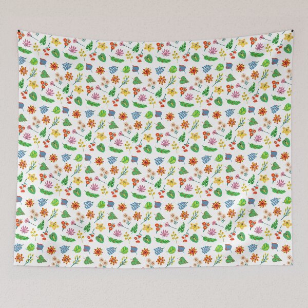 Item preview, Flowers and leaves pattern white designed and sold by LaBelleMaison.