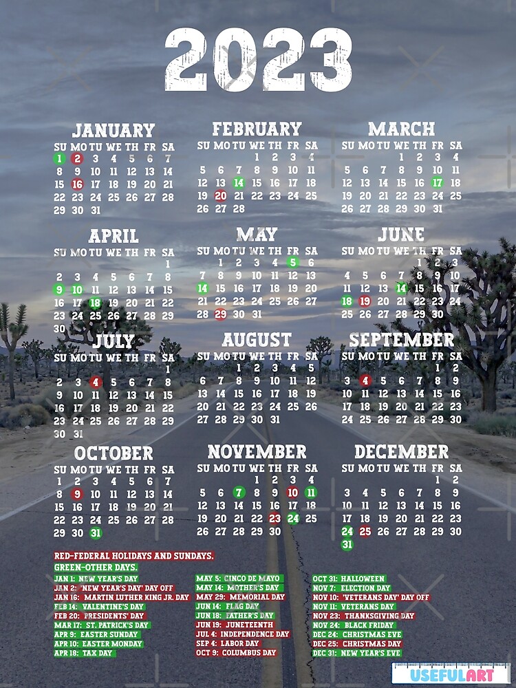 Póster Calendario De Estados Unidos 2023 Con DÍas Festivos No23 De Usefulart Shop Redbubble 9266