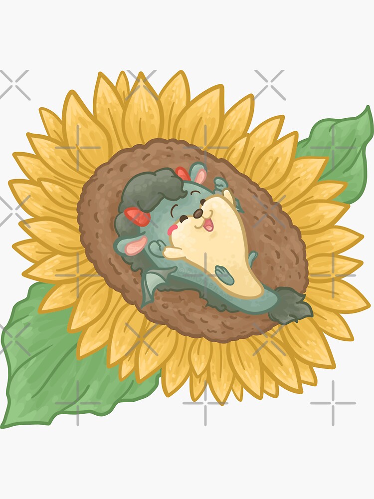 "Dragon Laying Down on a Sunflower" Sticker for Sale by Khotekmei