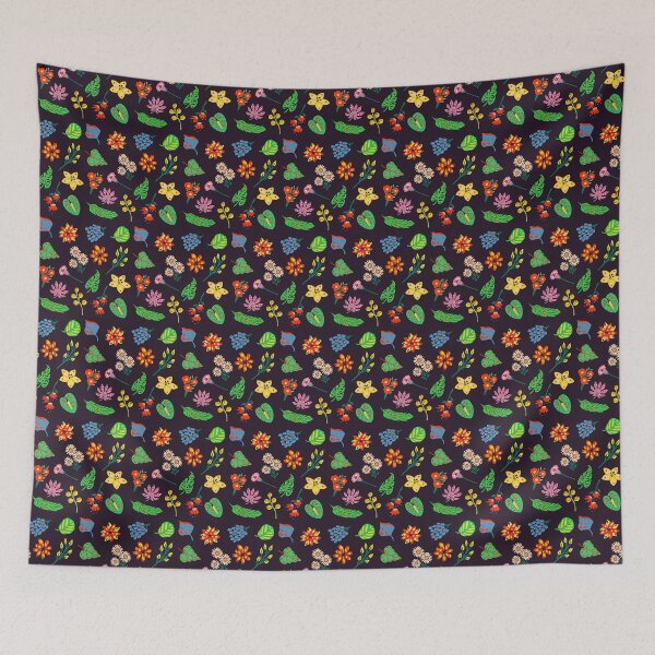 Item preview, Flowers and leaves pattern purple designed and sold by LaBelleMaison.