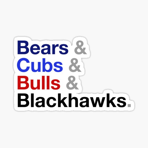 Chicago Cubs Bulls Bears Blackhawks MASH UP Vinyl Decal / Sticker 10 S