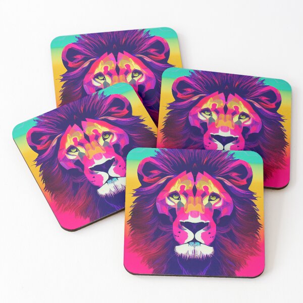 Aperçu de l'œuvre Lion -Pop Art - Synthwave créée et vendue par PeanutArtCorner.