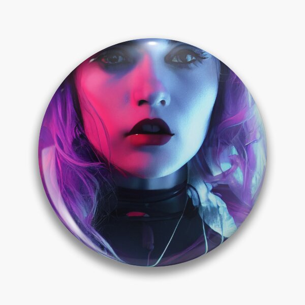 Item preview, Cyberpunk stylish women portrait with pink purple blue neon lights (Ai) designed and sold by specimba.