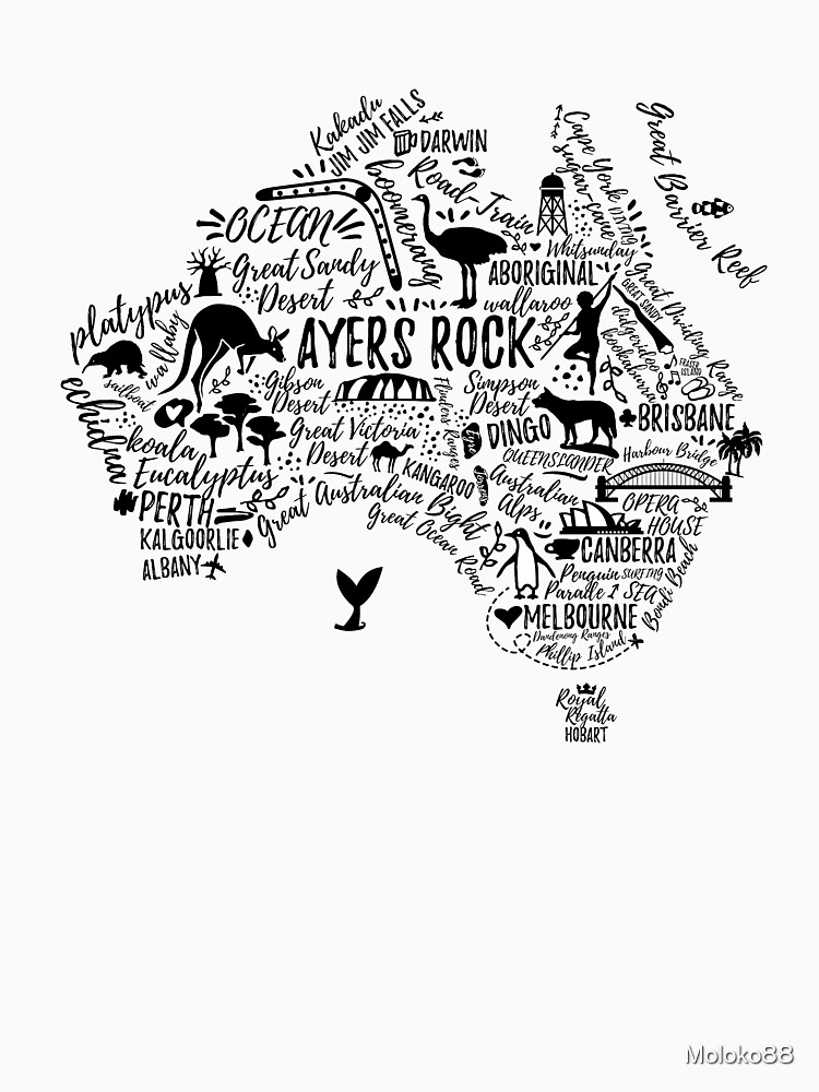 Typography poster. Australia map. Australia travel guide. by Moloko88