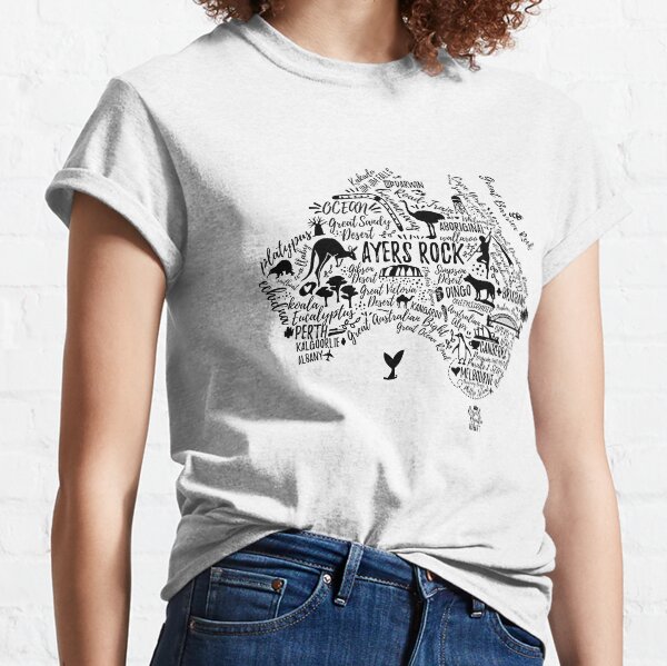 Typography poster. Australia map. Australia travel guide. Classic T-Shirt