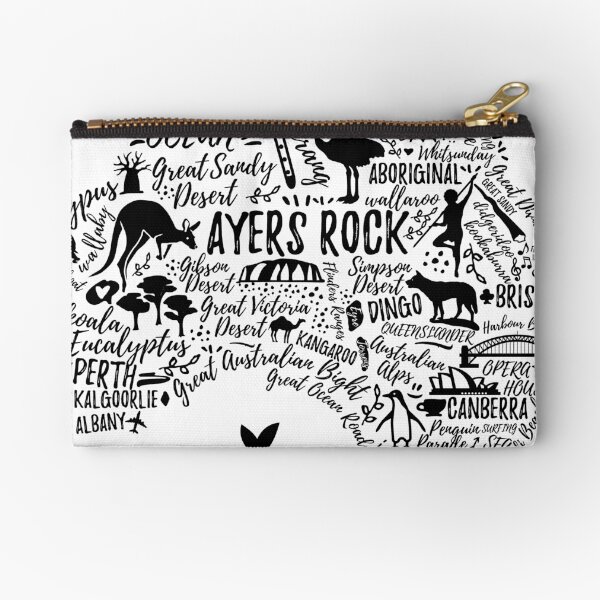 Cartel de tipografía Mapa de Australia. Guía de viaje de Australia. Bolsos de mano