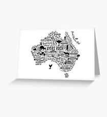 Typografie-Poster. Australien Karte. Australien Reiseführer. Grußkarte
