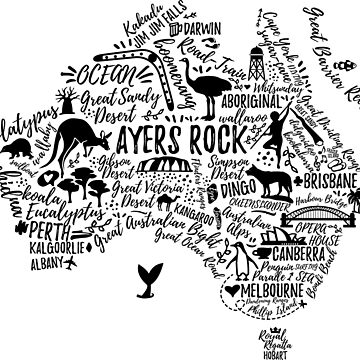 Imagen de la obra Cartel de tipografía Mapa de Australia. Guía de viaje de Australia. de Moloko88