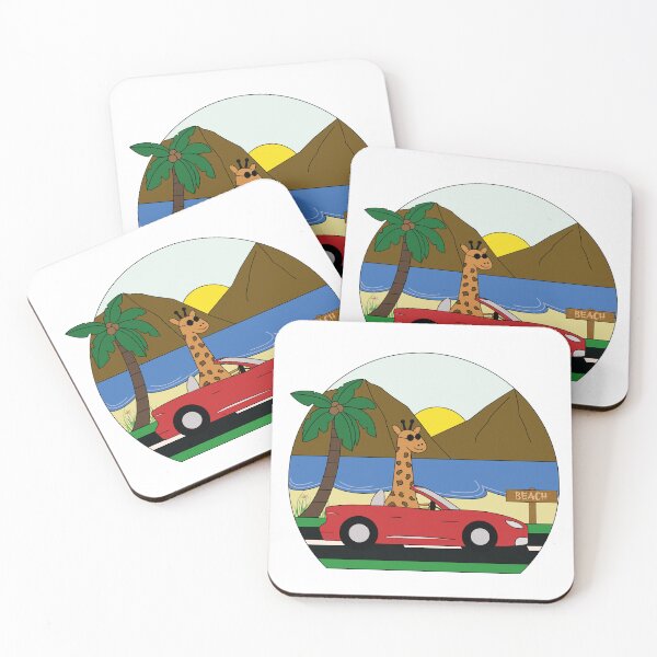 Item preview, Giraffe Driving At The Beach | Giraffe Humor | Smiling Giraffe designed and sold by Pisutachio.