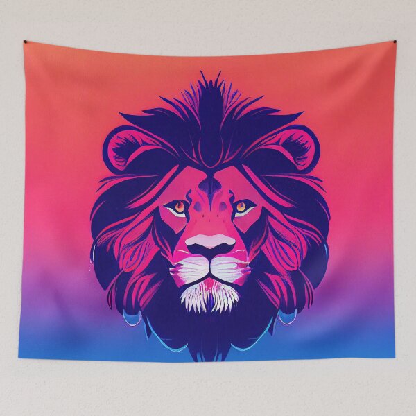 Aperçu de l'œuvre Lion -Pop Art - Synthwave créée et vendue par PeanutArtCorner.