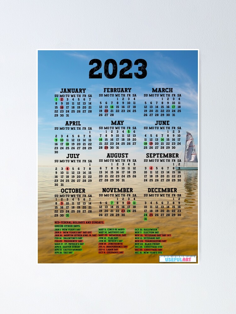 Póster Calendario Estados Unidos 2023 Con DÍas Festivos No36 De Usefulart Shop Redbubble 0339