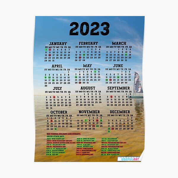 Póster Calendario Estados Unidos 2023 Con DÍas Festivos No36 De Usefulart Shop Redbubble 5650