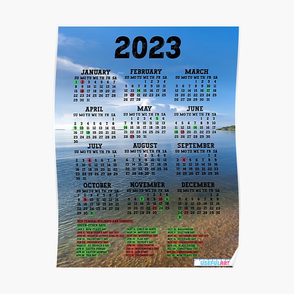 Póster Calendario Estados Unidos 2023 Con DÍas Festivos No37 De Usefulart Shop Redbubble 3337