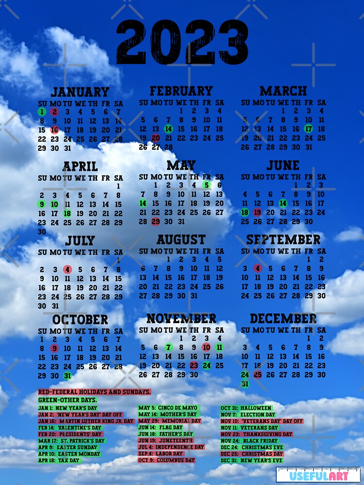 Pegatina Calendario Estados Unidos 2023 Con DÍas Festivos No38 De Usefulart Shop Redbubble 5800