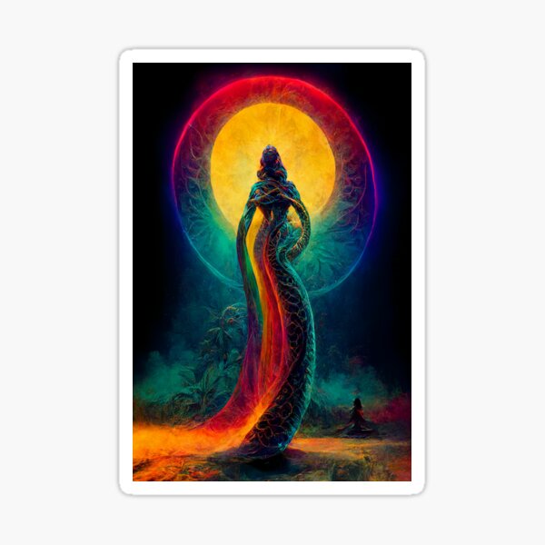 Trippy art of powerful snake woman (Earth Goddess) Sticker
