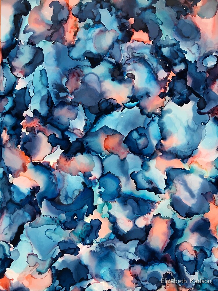 Blue Tides - Alcohol Ink Painting Metal Prints by Elizabeth