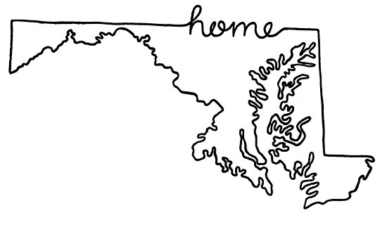 "Maryland Home State Outline" Photographic Print by ...