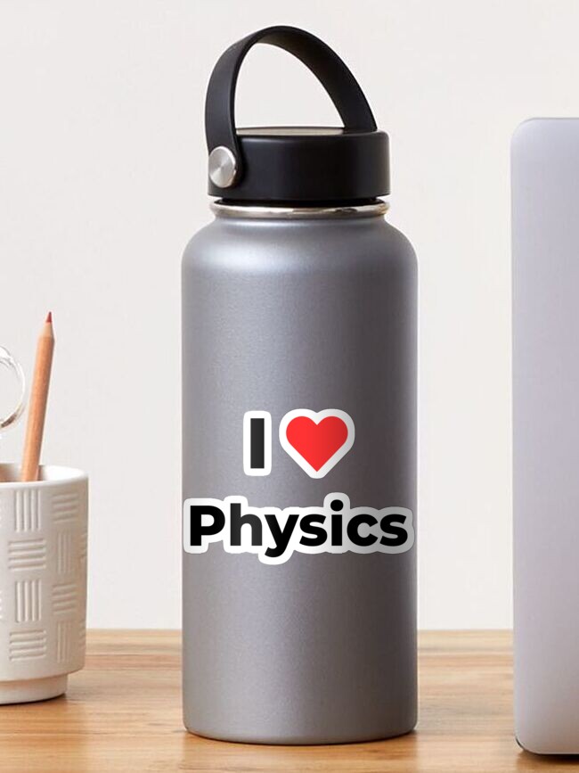 Thumbnail 1 of 3, Sticker, I love physics (Inverted) designed and sold by science-gifts.