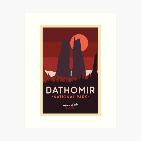 Vista previa del artículo con la obra «Afiche del Parque Nacional Dathomir», diseñado y vendido por magrodanny.