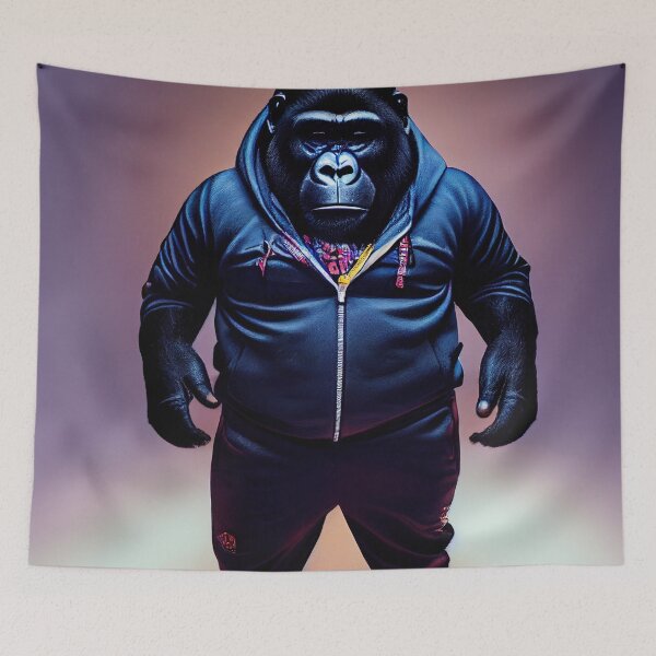 Item preview, Gorilla in Tracksuit - Pop art- Synthwave  designed and sold by PeanutArtCorner.
