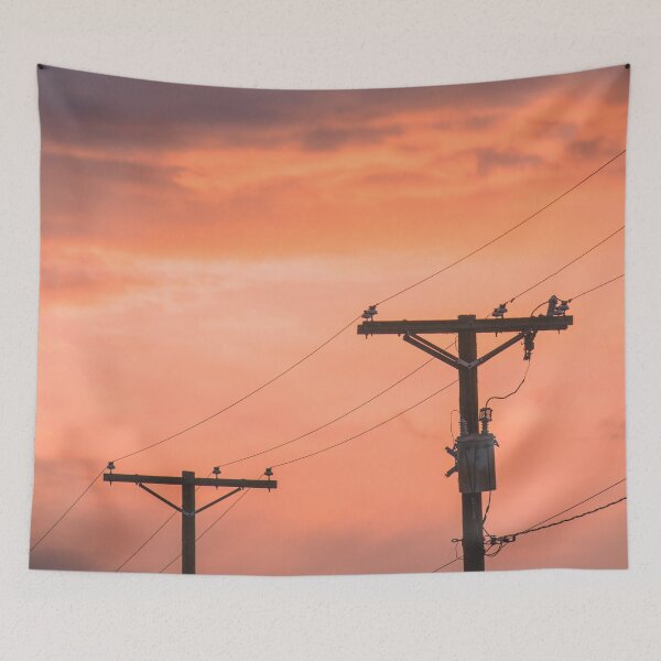Item preview, Power Lines Under Orange Sky designed and sold by PotluckPrints.