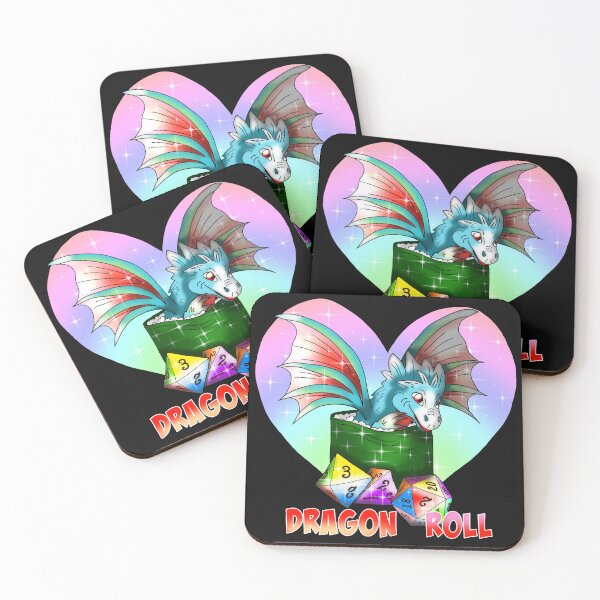 Item preview, dragon roll sushi with rainbow dnd dice designed and sold by CuisineCat.