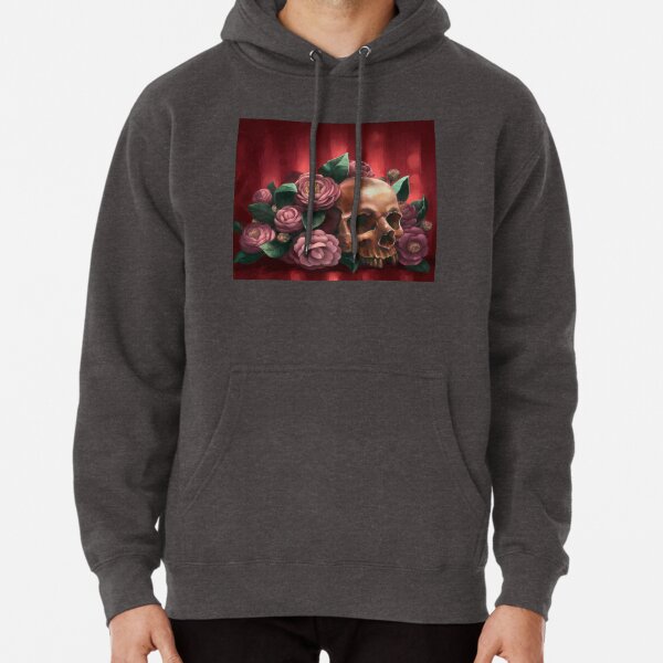 Skull and Camellias Pullover Hoodie