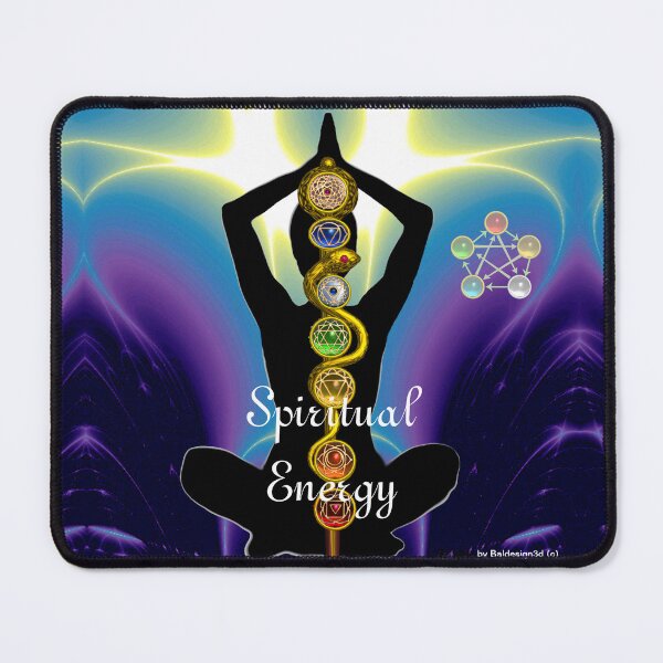Item preview, ROD OF ASCLEPIUS 7 CHAKRAS, 5 ELEMENTS ,YOGA LOTUS POSE Blue Purple designed and sold by BulganLumini.