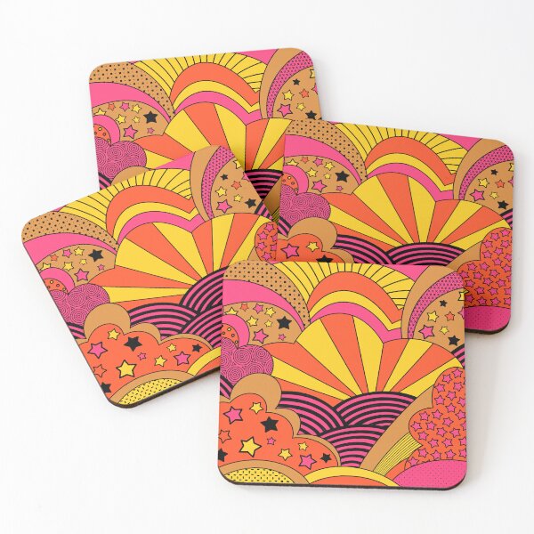 Item preview, Groovy Clouds, Psychadelic, Sunset, Clouds, Pink and Orange, Stars and Clouds, Halloween designed and sold by Clancy Rodgers.