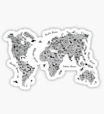 Typography World Map. Sticker
