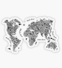 Carte du monde de typographie. Sticker transparent