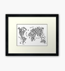 Typography World Map. Gerahmtes Wandbild