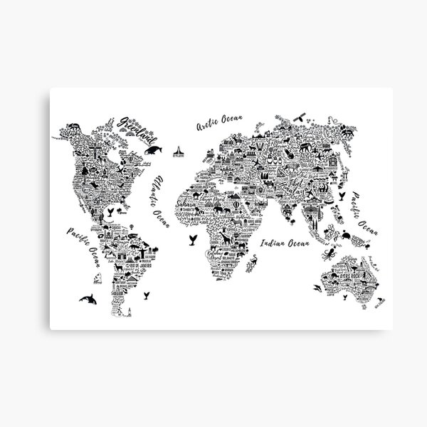 Typography World Map. Canvas Print