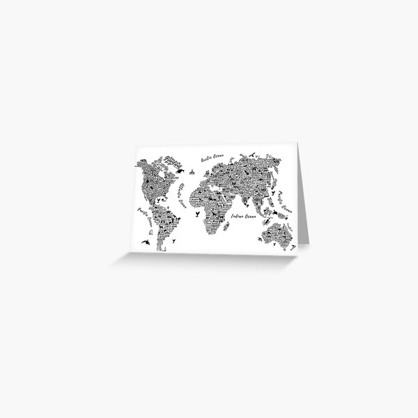 Typography World Map. Greeting Card