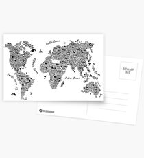 Postales Typography World Map.