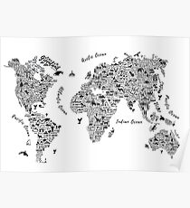 Póster Typography World Map.