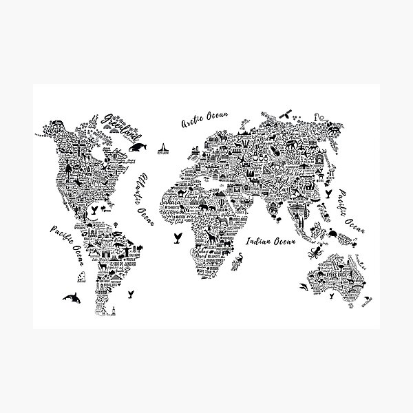 Typography World Map. Photographic Print