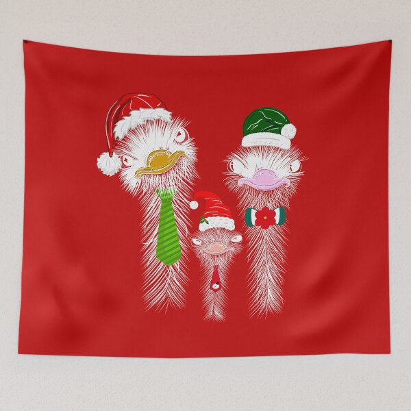 Item preview, Ostrich family, father, mother son,Santa hats, Christmas designed and sold by EWIKA By Ekawit.