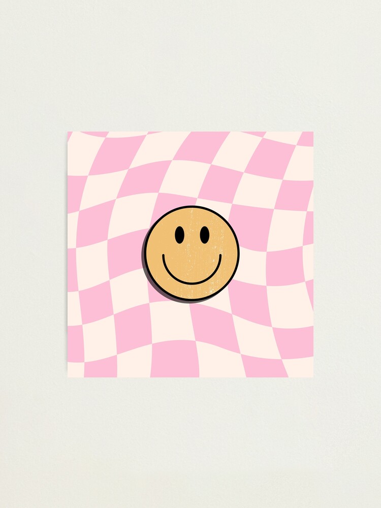 Checkered Smiley Face Baseball Png - Retro Baseball Sublimation