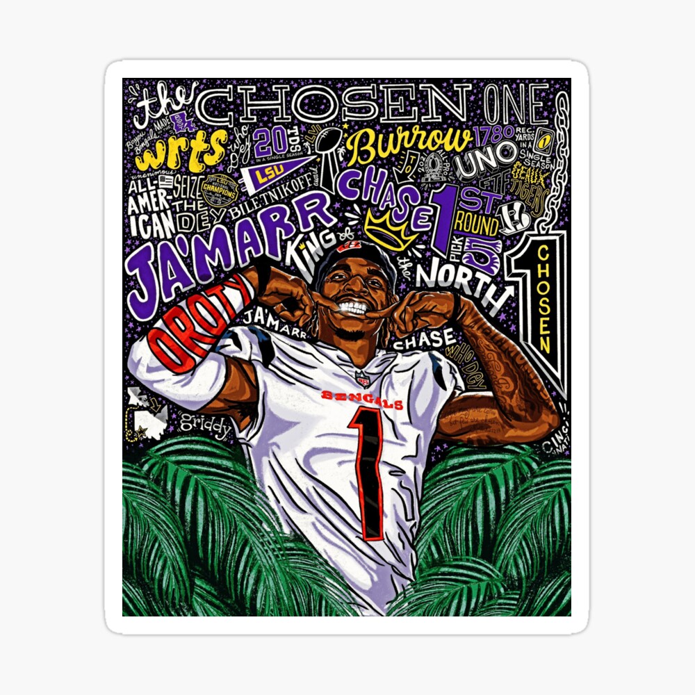 Ja'Marr Chase poster watercolor, Cincinnati Bengals Super Bowl, Ja