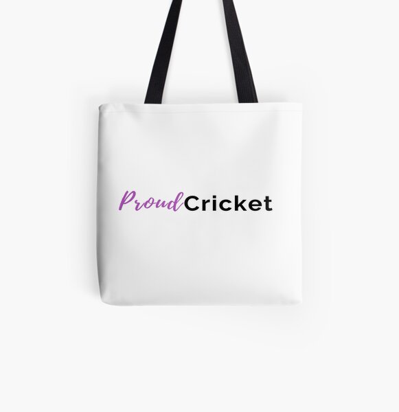 Proud Cricket in Black and Purple Stickers All Over Print Tote Bag