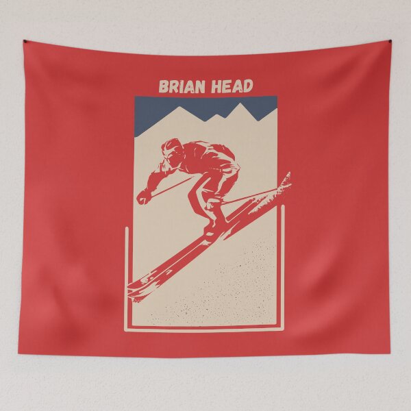 Item preview, Brian Head in Utah, United States, North America - Vintage Red Ski Poster for Mountain Alpine Skier designed and sold by Vintage-TM.