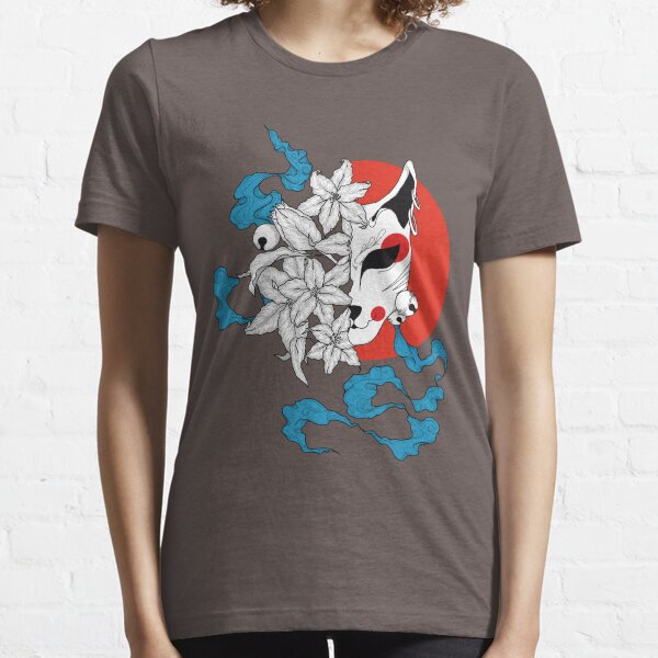 Máscara de lobo, arte popular japonés Camiseta esencial