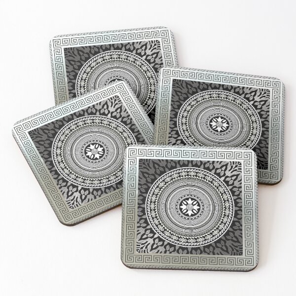 Item preview, Ornate Baroque Silver Black White Greek Keys Border designed and sold by Yiorgos Designs.